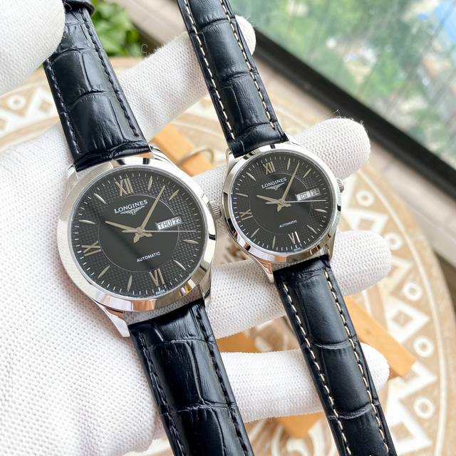 浪琴-Longines精品情侣对表携手而来 简约精致 品质精湛 热卖全城 采用进口西铁城机芯 顶级316精钢表壳 进口小牛皮表带 矿物质超强镜面 男款尺寸40*