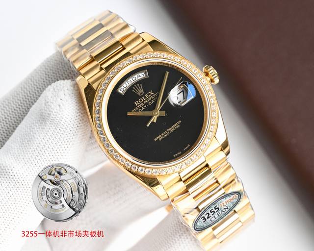 白钢 -全金 钻圈+50 方钻+100 劳力士 Rolex 日志星期日历型系列36Mm 最新推出 定制版一表一码 热门款式直径36Mm日志 :搭载3255一体机