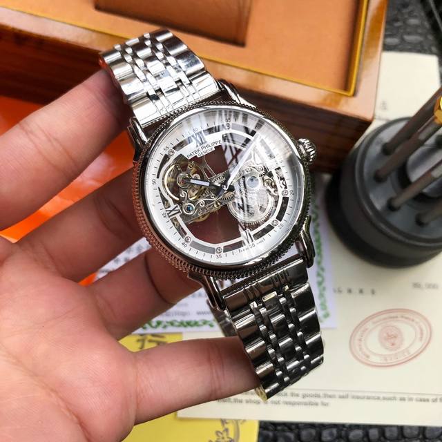 统一价 品牌 百达翡丽----贵高端男表 奢华大气类型 精品顶级男士腕表 顶级镂空机械机芯 稳定 顶级316精钢 耐用 矿物质超强镜面玻璃 高清 耐磨 立体感强