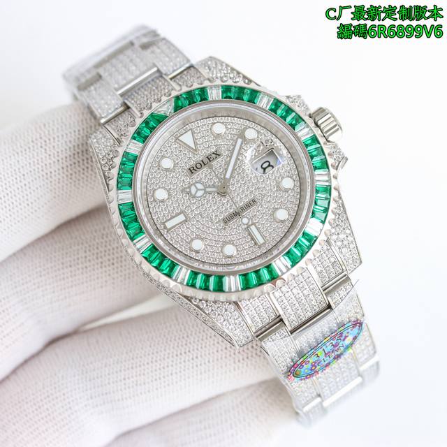 sj出品 c厂最新推出 定制版本 劳力士 Rolex Mk1 满天星系列 热门款式 40Mm.表壳尺寸实打实40Mm 满足你对尺寸的强迫症需求 满钻定制版闪耀来