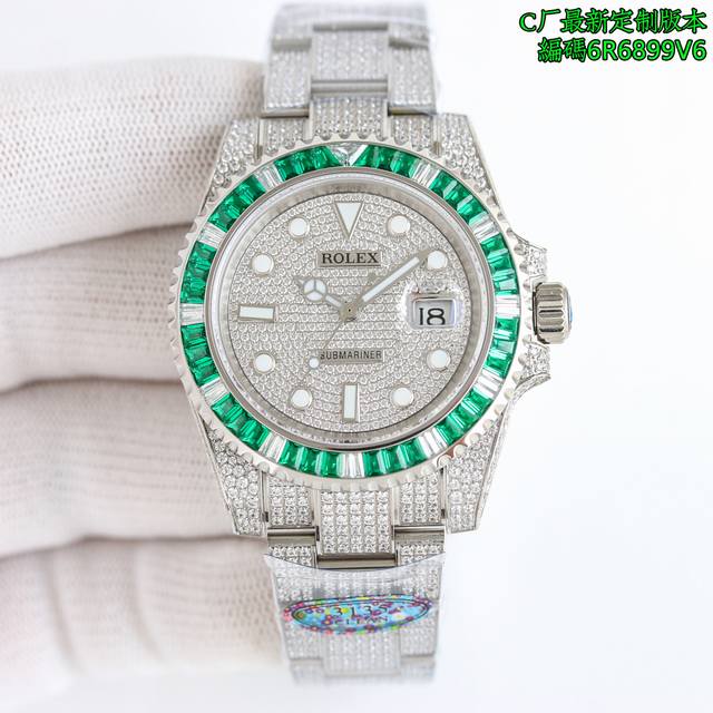 C厂最新推出 定制版本 劳力士 Rolex Mk1 热门款式 满天星系列 水鬼系列 40Mm.表壳尺寸实打实40Mm 满足你对尺寸的强迫症需求 满钻定制版闪耀来