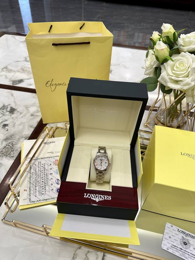 机械 配图片包装 longines浪琴博雅女表强势回货 一块精致的手表可以增加人的时尚魅力与气质 彰显品质的生活 我们出品的浪琴博雅采用实心钢带 石英机芯 原单