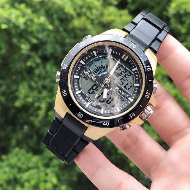 品牌 铂天使-plangle精品男士腕表 简约三针数字显示设计 高级瑞士Vk石英机芯 尺寸 43Mm厚12Mm 顶级进口黑色钢带 装配原装表扣