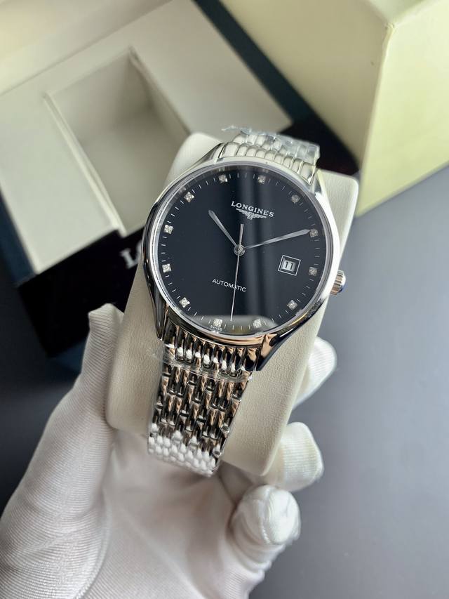 钢带20 金20 简约爆款 品牌 浪琴-Longines 型号 律雅系列士男机械腕表 机芯 搭载全自动机械机芯 玻璃 矿物质玻璃镜面 表壳 316精表钢壳 超纤