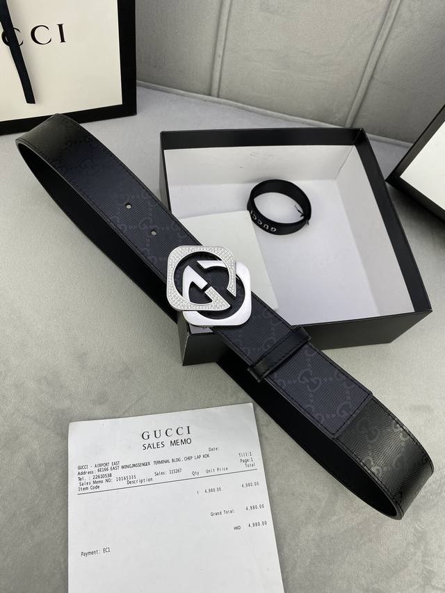 Width 4.0Cm Gucci Classic G House Print With Top Diamond Two-Piece Set Steel Buc