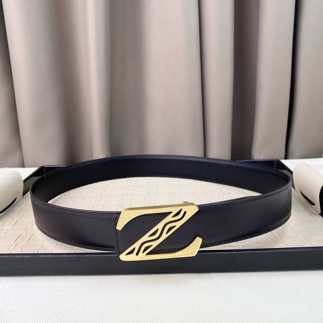 Zegna Business Casual Formal Wear Can Be Worn 3.8Cm Latest Buckle Polished Buckl