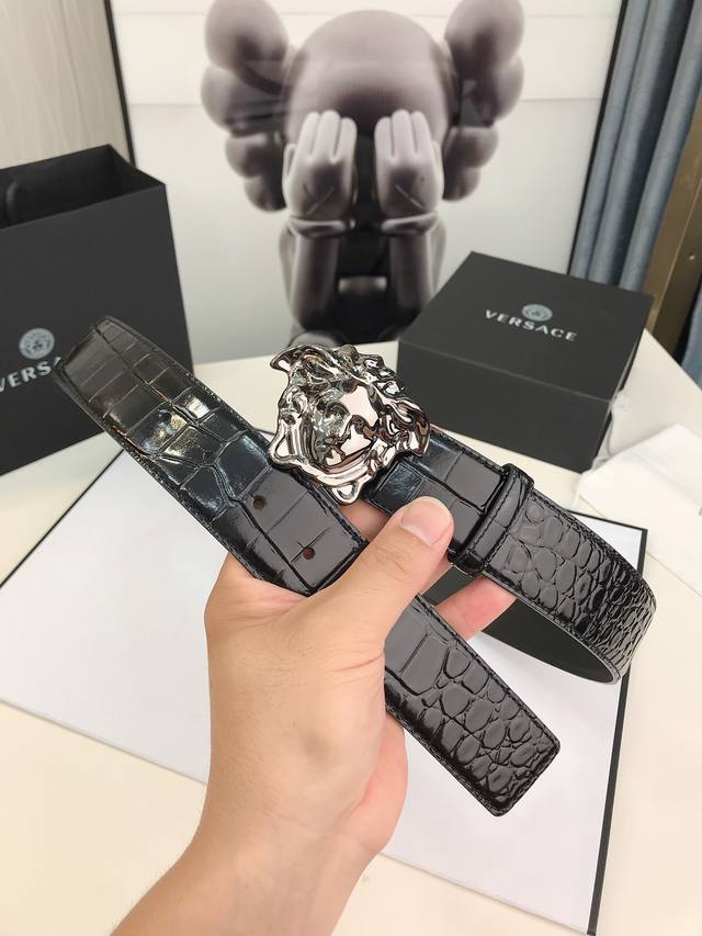 This Leather Belt Features The Iconic Versace Medusa Head Buckle. This Is A Beau