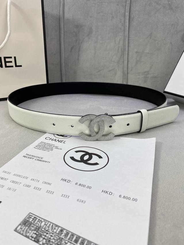 Width 3.0Cm Chanel Chanel Classic Plain Double-Sided Cow Gold And Silver Diamond