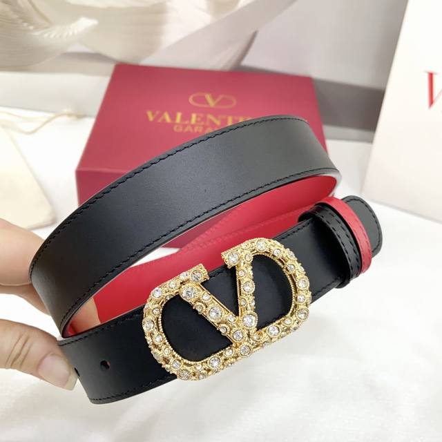 3.0Cm Valentino Belt Double-Sided Top Layer Leather Length.75.80.85.9095.100.
