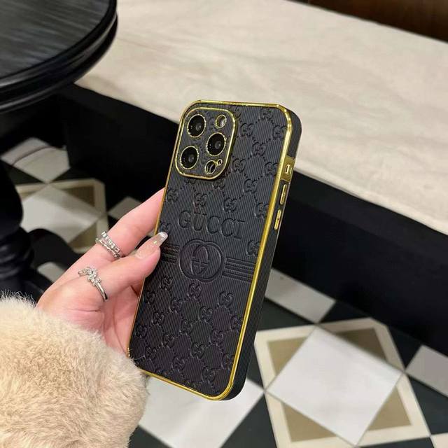 Gucci Electroplated Side Sticker Embossed Mobile Phone Case Full Package Fine Ho