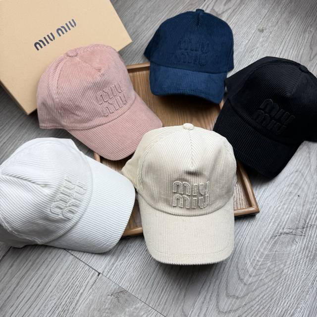 Special Price Miumiu With Dust Bag Corduroy New Baseball Cap Made Of Pure Cotton
