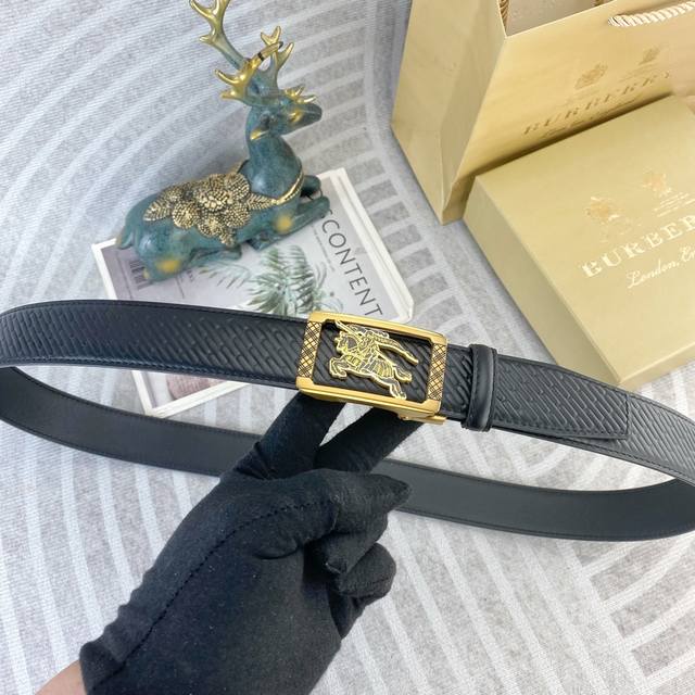 Burberry Special Leather Belt Automatic Belt Series Original Hardware Boutique S
