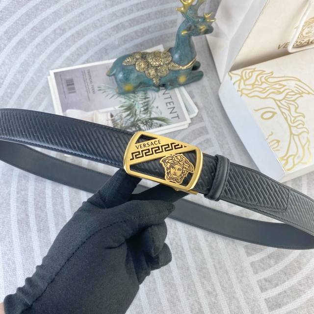 Versace Special Leather Belt Automatic Belt Series Original Hardware Boutique St