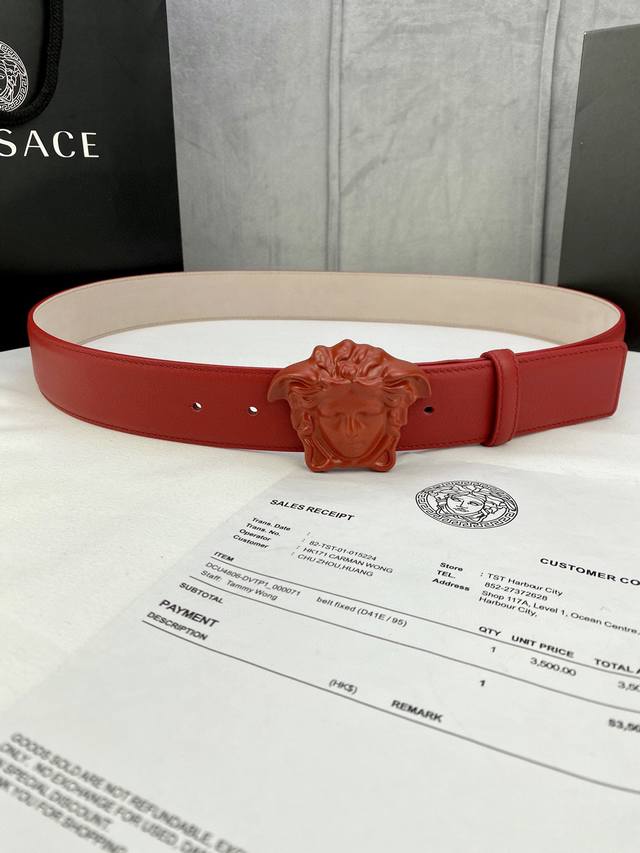 Width 4.0Cm Versace This Soft Belt Is Decorated With A Colorful 3D Medusa Belt B