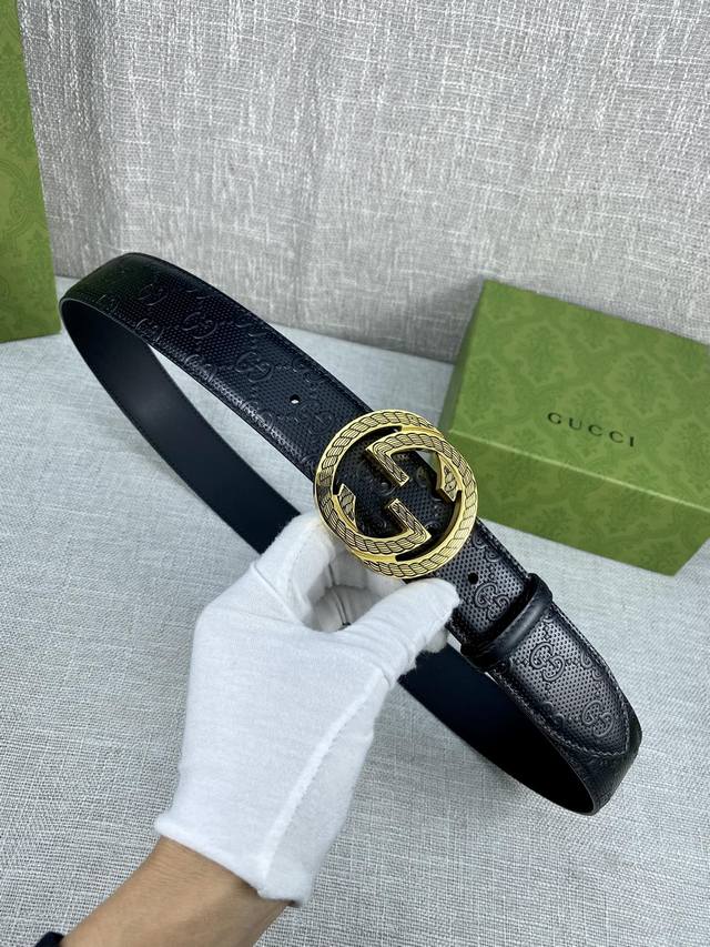 Width 4.0Cm With Original Belt Buckle Belt Made Of Gucci Signature Leather With