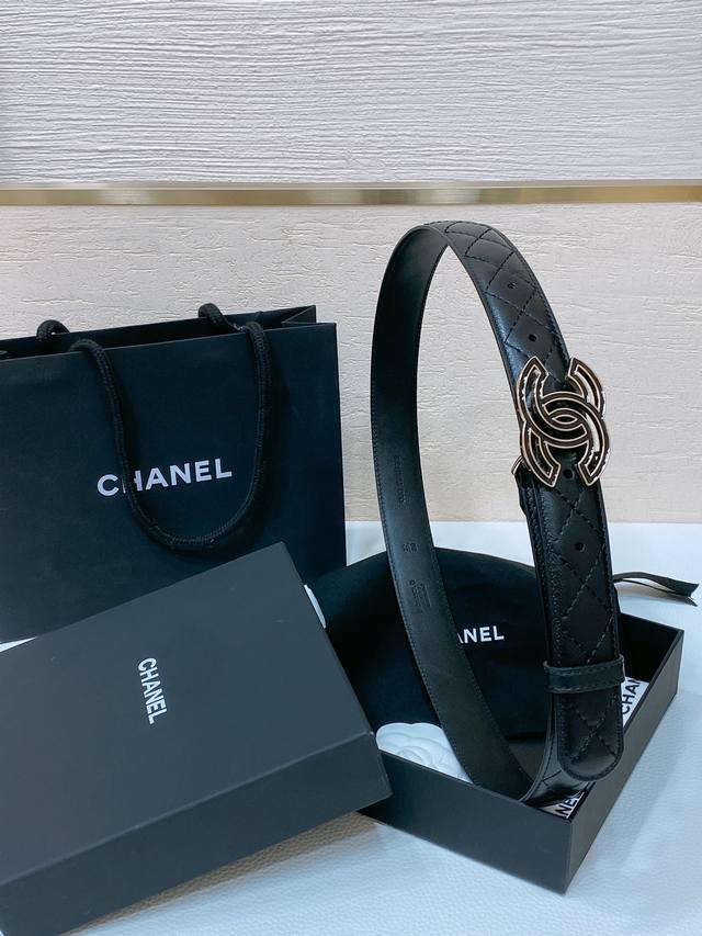 chanel 24C Resin Black And White Rhinestones Gold Metal Logo Buckle Brass Met