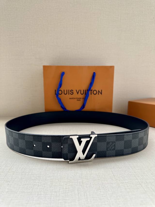 lv Tag Double-Sided Belt Made Of Monogram Canvas And Plain Cowhide Leather Wi