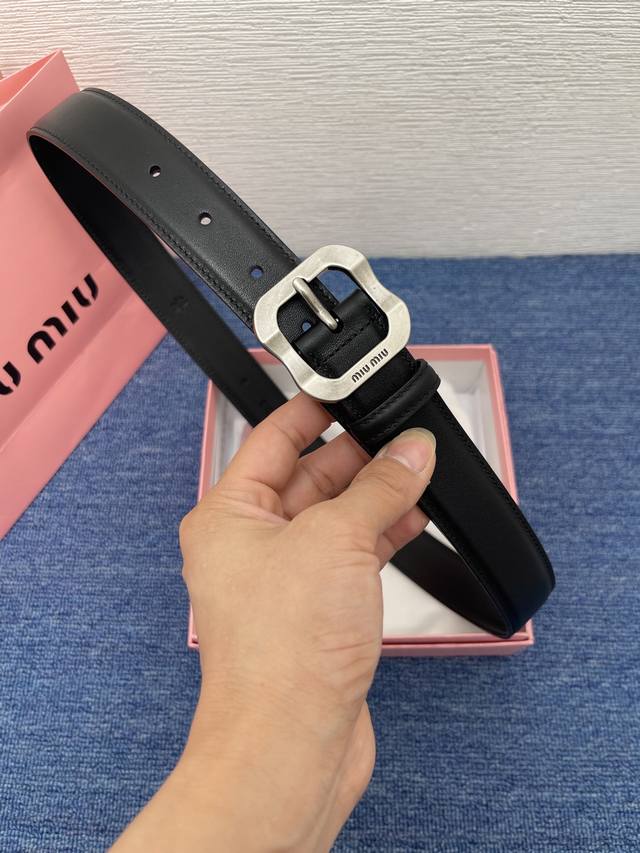 This Leather Belt From Miu Miu Is Simple And Elegant. Buckle With Miu Miu Logo M