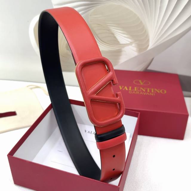 4.0Cm Valentino Belt Double-Sided Top Layer Leather Length. 75.80.85.90.95.10