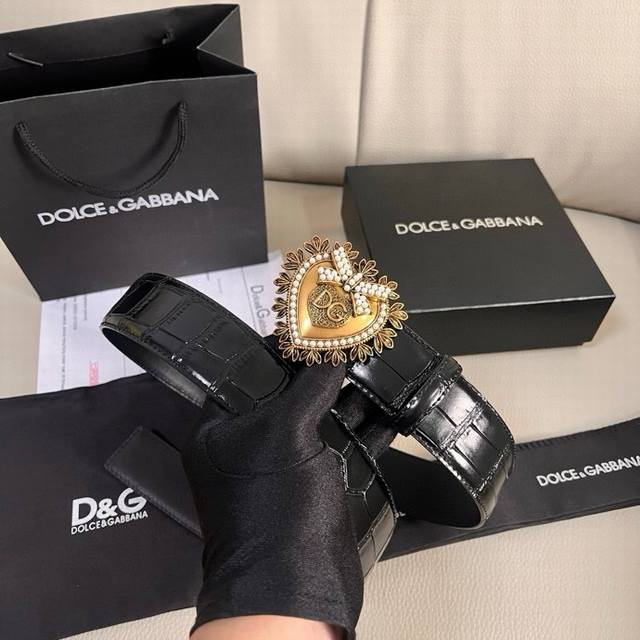 dg Width 4.0Cm Dolce&Gabbana New Men's Crocodile Pattern Belt With New Ruthen