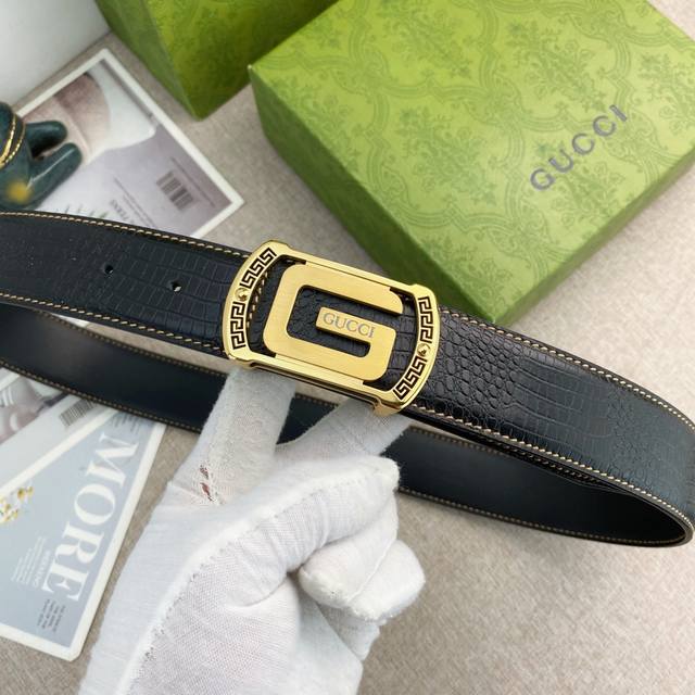 Gucci Special Leather Belt Series Original Hardware Boutique Stainless Steel Buc