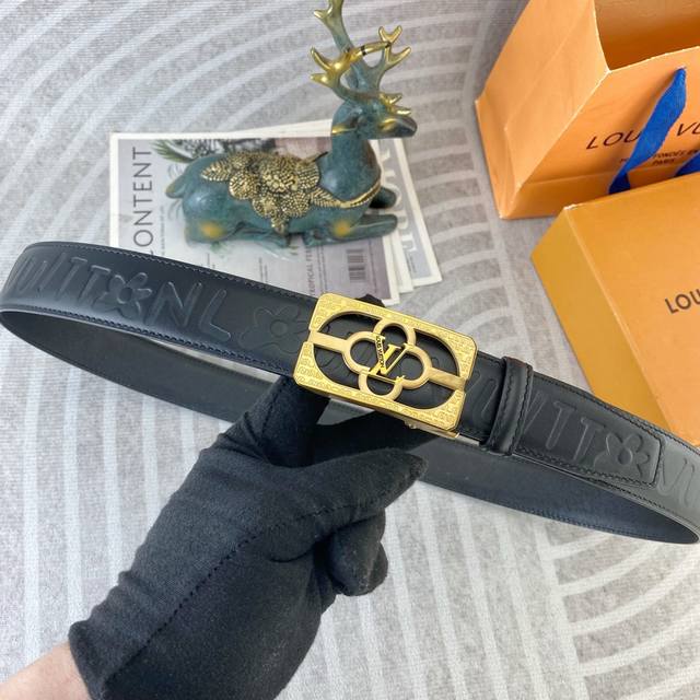 lv Special Leather Belt Automatic Belt Series Original Hardware Boutique Stai