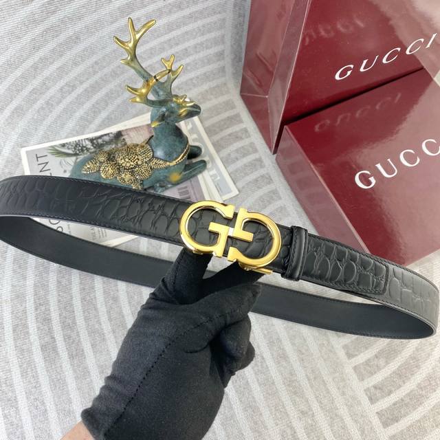 Gucci Special Leather Belt Automatic Belt Series Original Hardware Boutique Stai