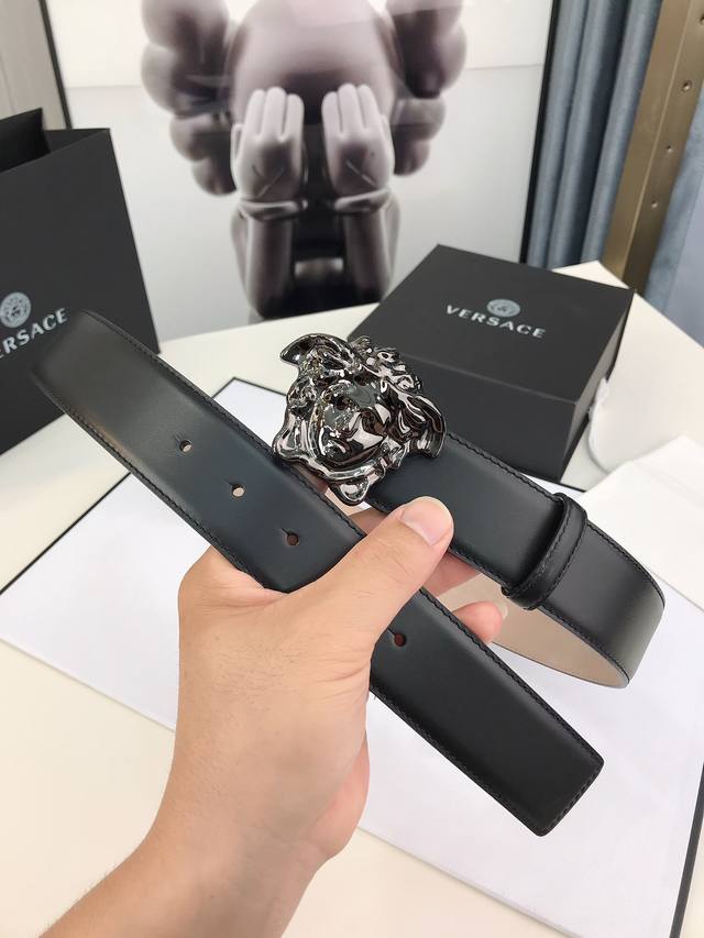 Versace This Stylish Belt Is Made Of Soft Calf Leather And Decorated With A Thre