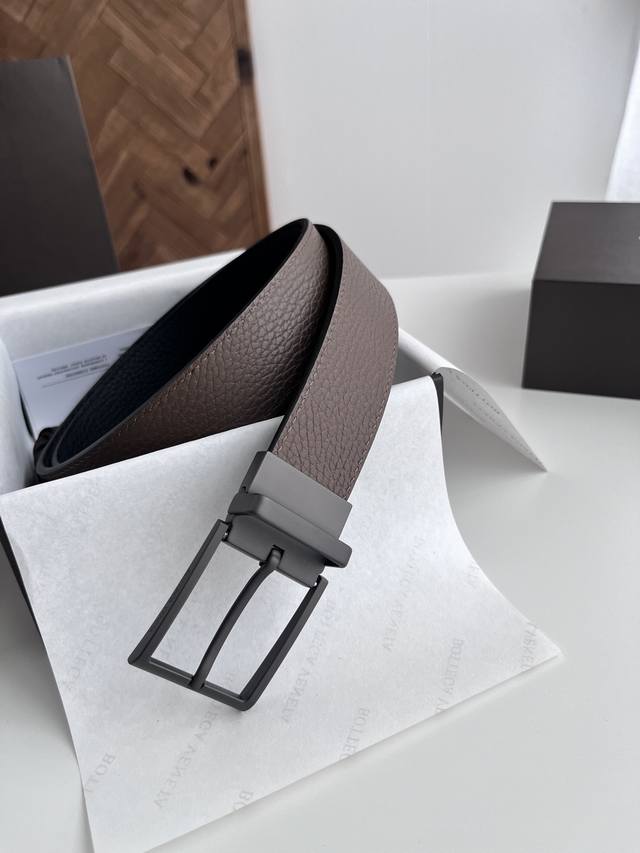 Special Bv Latest Men's Flat Belt Double-Sided Double-Sided Italian Calfskin Wit