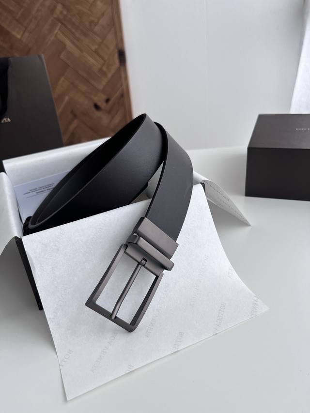 Special Bv Newest Men's Flat Belt Double-Sided Double-Sided Italian Calfskin Wit