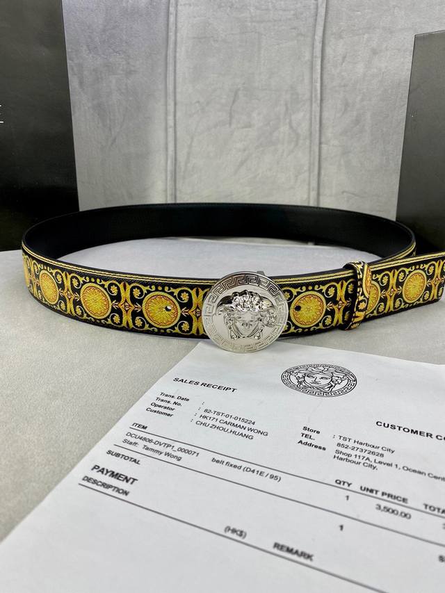 Special Width 4.0Cm Versace This Palazzo Belt Is Made Of Cowhide Leather And Dec