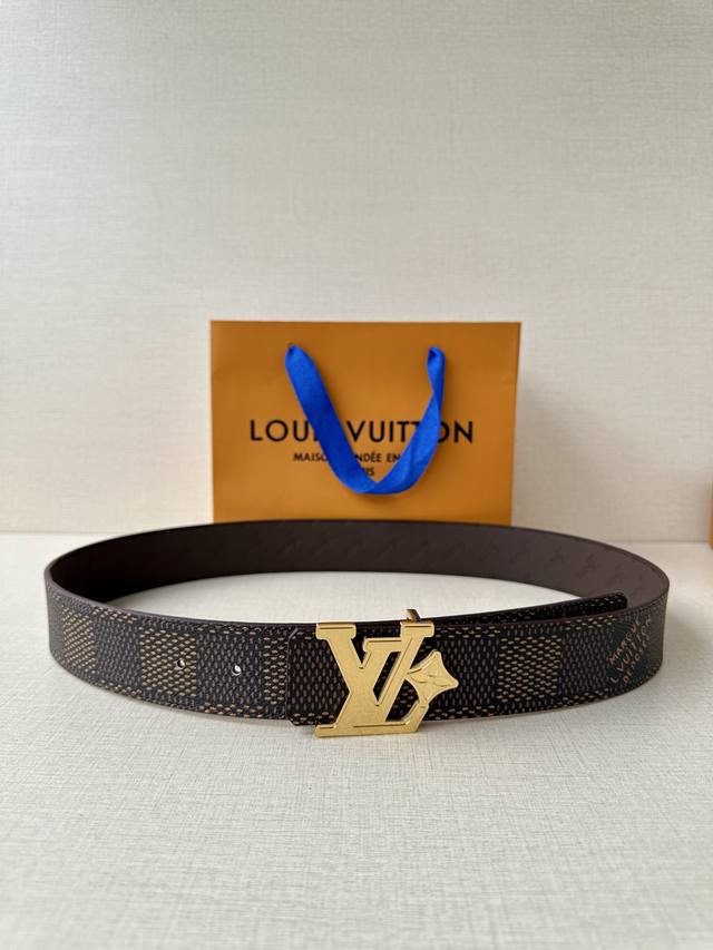 Special 4.0 Width Lv Flower Double-Sided Belt Made Of Monogram Coated Canvas. Th