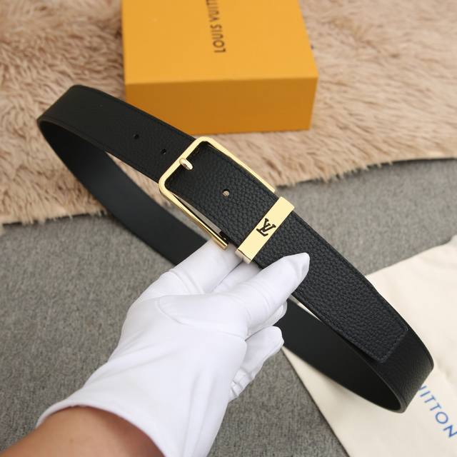 With Full Set Of Gift Boxes Lv 35Cm Vendome Belt Imported Cowhide Outlines Smoot