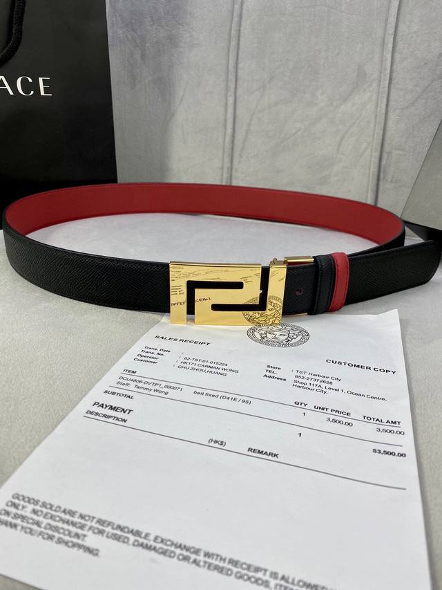 Width 3.5Cm Versace This Soft Palm-Print Belt Is Decorated With A Geometric Gree