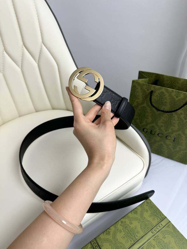 gucci.Gucci Full Set Packaging 3.8Cm Imported Calfskin Embossed, Counter Genu