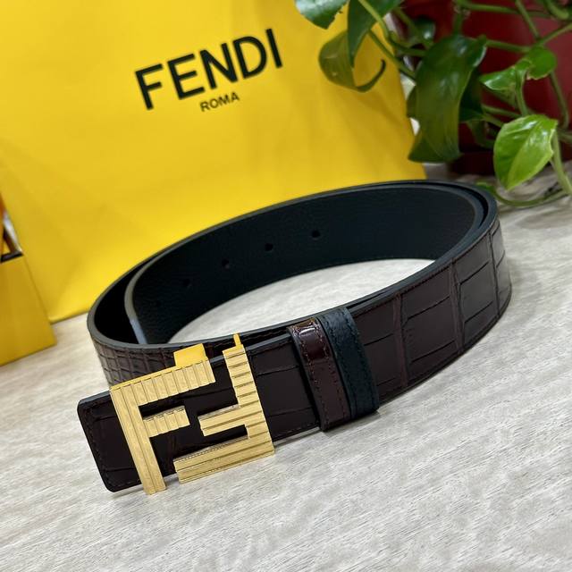 fendl Fendi Width 40Mm Double-Sided Original Calfskin With Single Ruthenium P