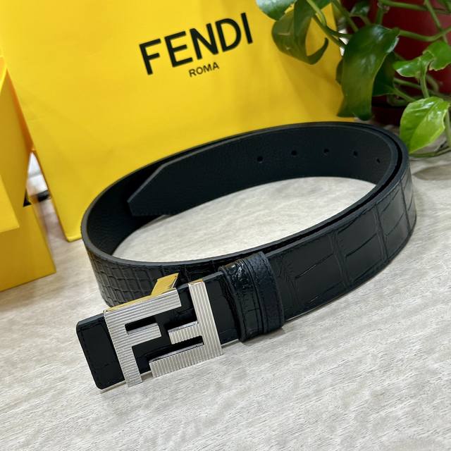 fendl Fendi Width 40Mm Double-Sided Original Calfskin With Single Ruthenium P