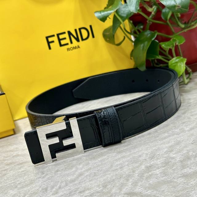 fendl Fendi Width 40Mm Double-Sided Original Calfskin With Single Ruthenium P