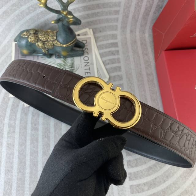 Ferragamo Special Leather Belt Series Original Hardware Boutique Stainless Steel