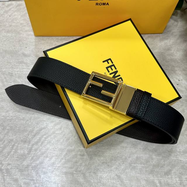 fendl Fendi Width 38Mm Men's Casual Belt Made Of Double-Sided First-Layer Cal