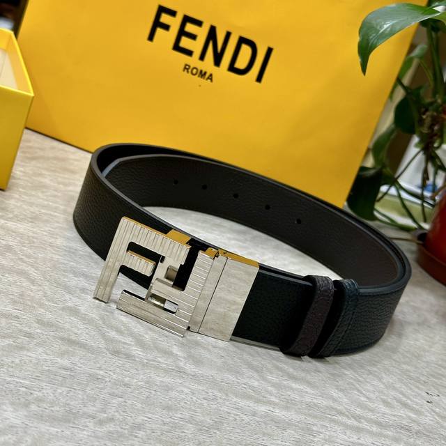 fendl Fendi Width 38Mm Men's Casual Belt Made Of Double-Sided First-Layer Cal
