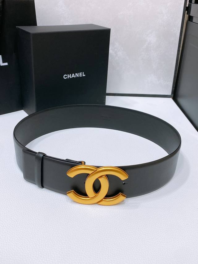 chanel Vintage Gold Buckle Calfskin Belt Simple Classic Soft Hand Feel 5.5Cm