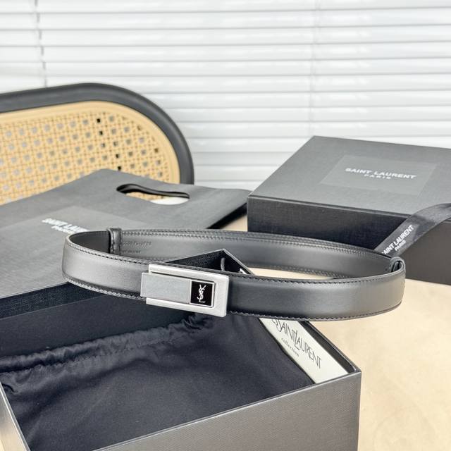 sa Int Laurent Saint Laurent Women's Belt Real Gold Electroplated Buckle Ital