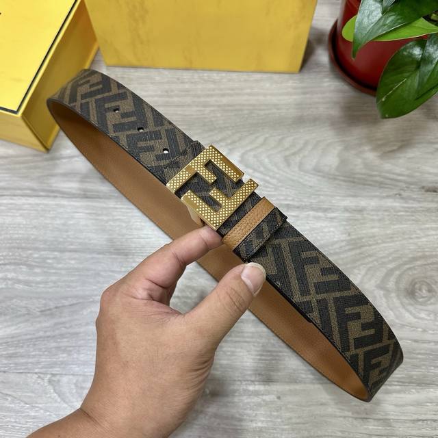 Special Fendi Fendi Counter Same Style Width 4.0Cm Double Ring Reversible Belt F