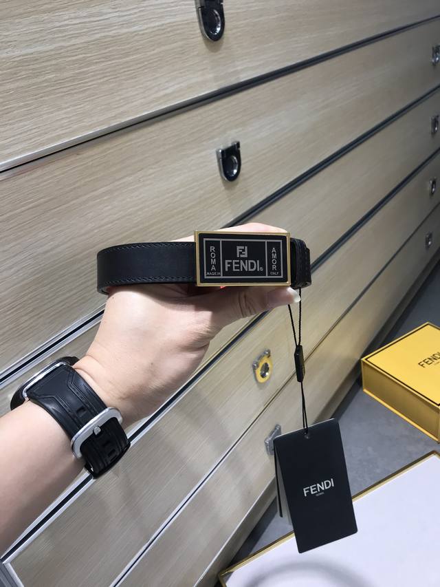 New Style Fd Width 25Mm Logo Shape Belt Original Rivet Grinding Rubber Buckle Im