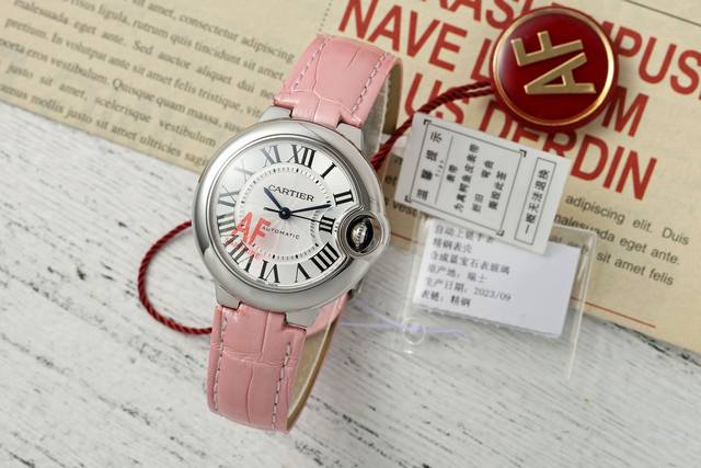 Af 卡地亚Cartier33Mm蓝气球系列 搭载进口高级美洲鳄鱼皮表带，快拆鳄鱼皮带，多种色彩可选！