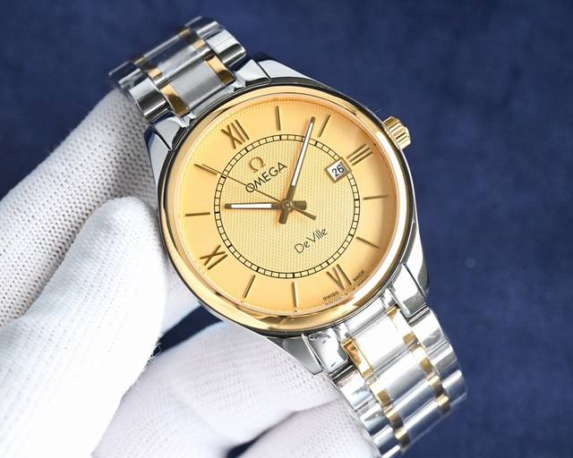 品牌：欧米茄 三针新品，商务休闲 皮 ，钢740奢华大气类型：精致男士腕表 新品 表带：真牛皮表带 舒适 361精钢表带 耐用 机芯:进口西铁城机芯 材料：蓝宝