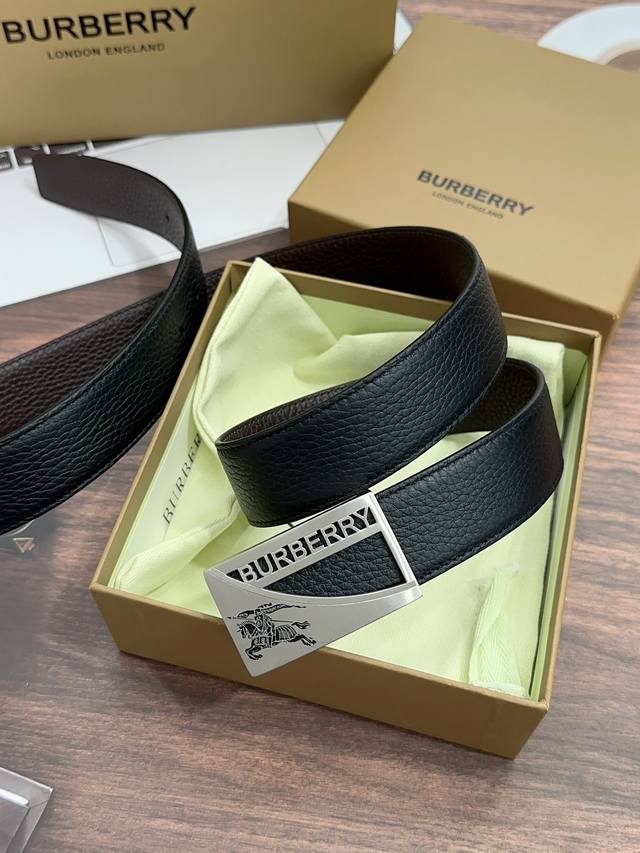 Burberry new 3.5cm men's belt calfskin belt counter synchronization new Burberry