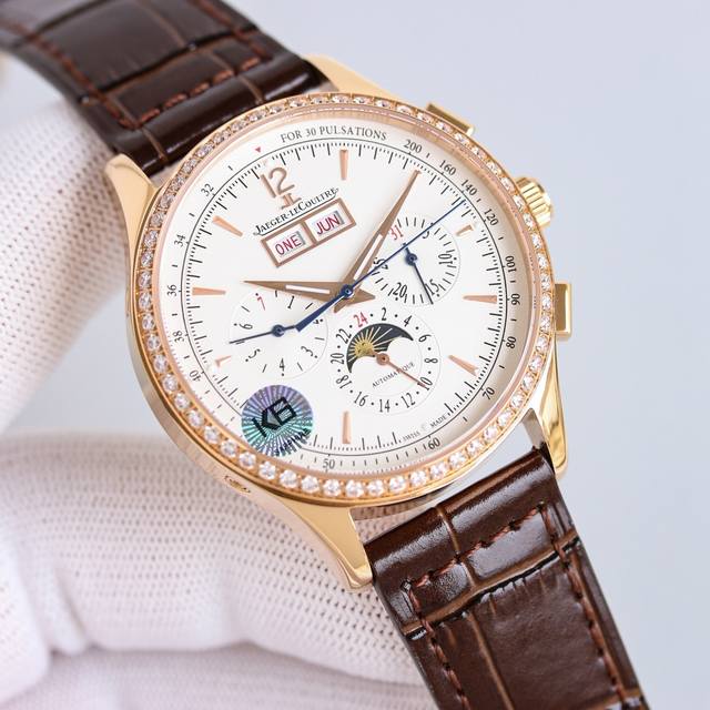 白壳 玫瑰金 带钻加50 钢带加100 V2升级版Jaeger-Lecoultre 重金打造 积家大师系列4138420 腕表。用心之作，细节方面： ：团队历时