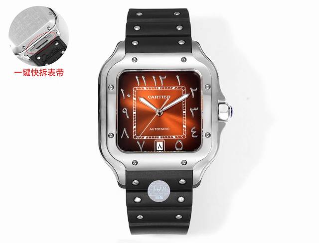 Thb 新品 卡地亚山度士 中东版本 皮带款 原版开模 最新卡地亚 山度士 1 表壳 开模，搭载最好的进口316L材质表壳！ 机芯采用独家进口超薄机芯，走时稳定